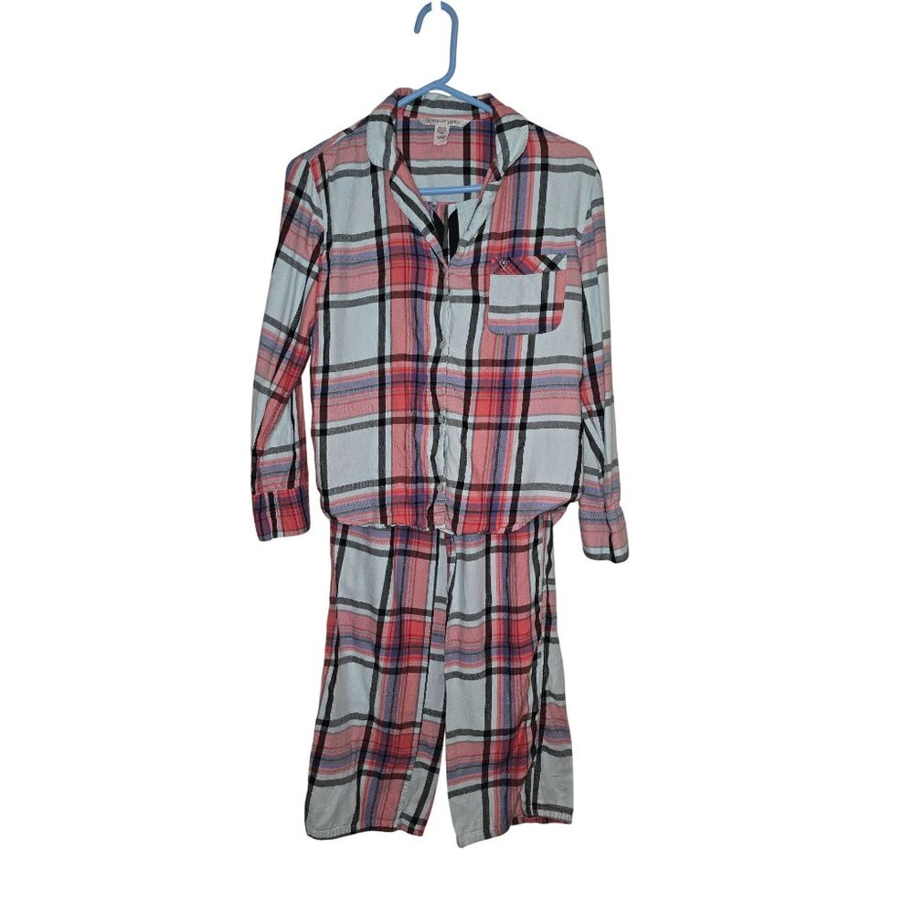 Victoria's Secret Womens XS Plaid Button-Up Pajama Set